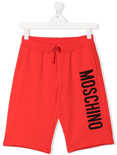 Moschino Kids' Logo-print Track Shorts In Red