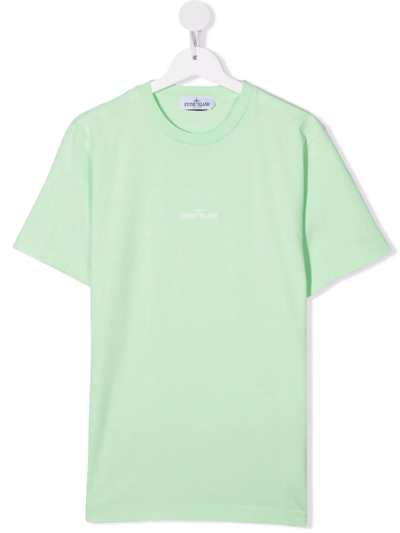 Stone Island Junior Teen Logo-print Crewneck T-shirt In Green