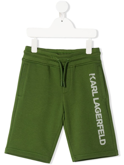 Karl Lagerfeld Boys Teen Green Cotton Logo Shorts