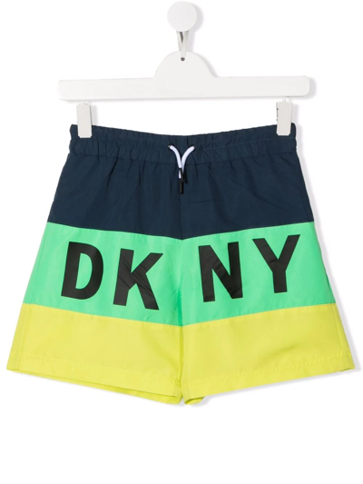 Dkny Teen Logo-print Swim Shorts In Blue