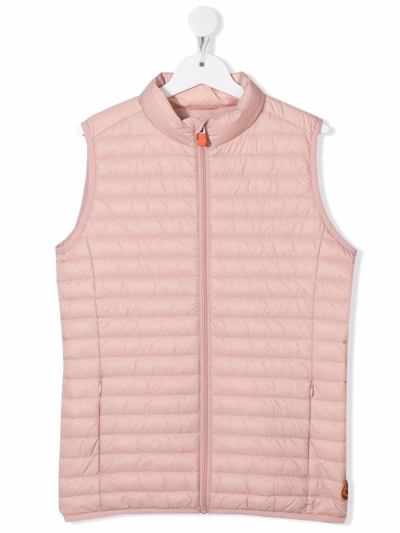 Save The Duck Teen Zip-up Padded Gilet In Pink