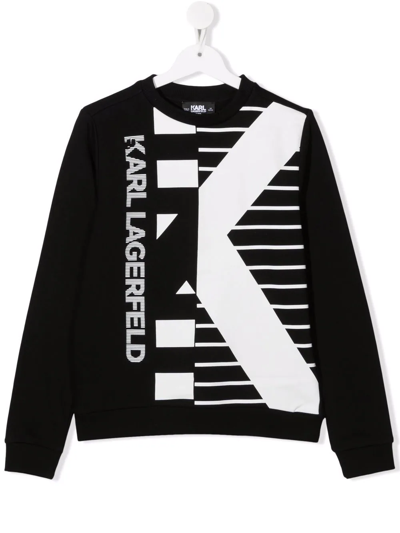 Karl Lagerfeld Kids' Logo-print Sweatshirt In Black