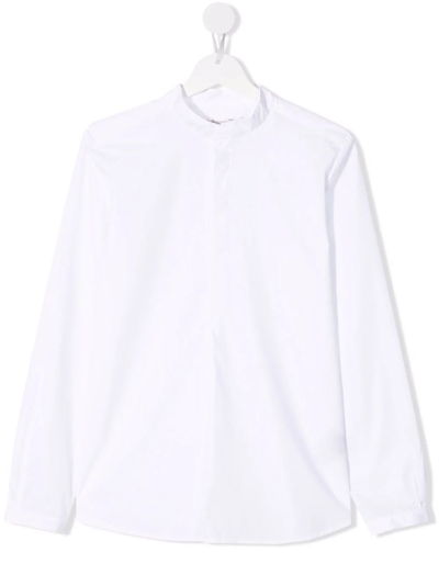 Bonpoint Teen Long-sleeve Fitted Shirt In White