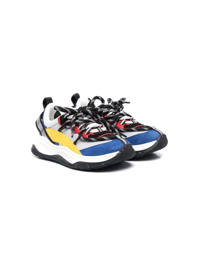 Dsquared2 Kids' Colour Block Lace-up Leather Trainers In Multicolor