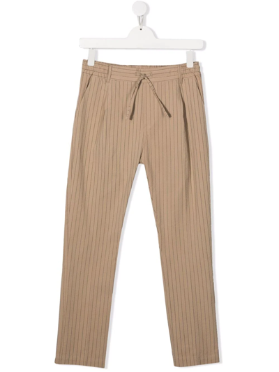 Paolo Pecora Pinstripe Straight-leg Trousers In Begie