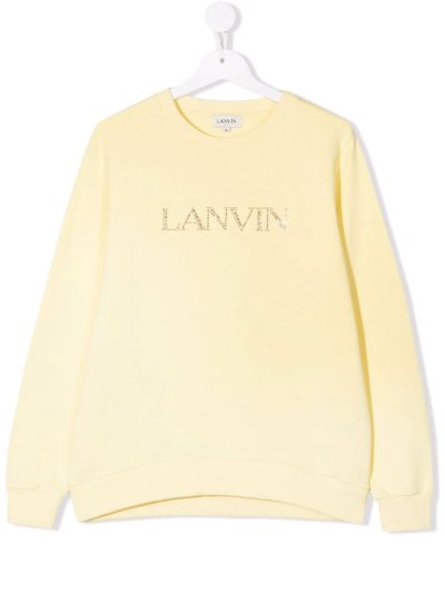 Lanvin Enfant Teen Logo-embellished Cotton Sweatshirt In Yellow