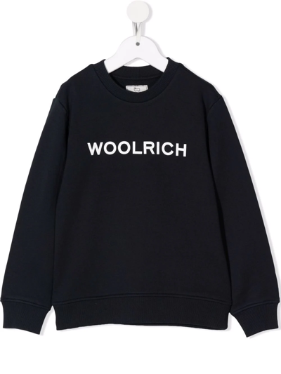 Woolrich Kids' Logo Crewneck Sweatshirt In Blue