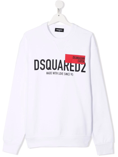 Dsquared2 White Teen T-shirt With Print Dsquared Kids In Bianco