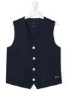 Fay Teen Logo-embroidered V-neck Waistcoat In Blue