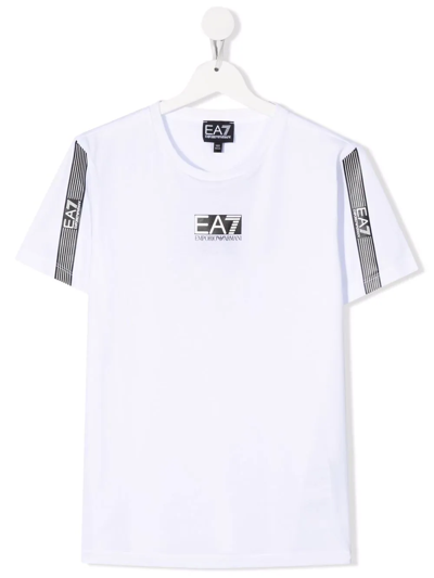 Emporio Armani Teen Logo-print Cotton T-shirt In White