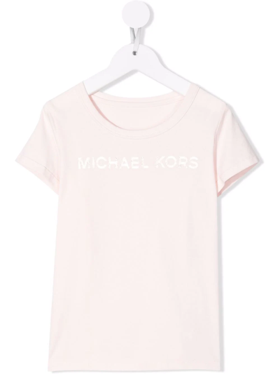 Michael Kors Kids' Logo Crew-neck T-shirt In Pink