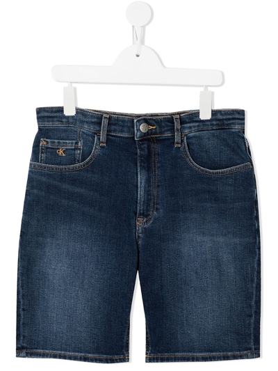 Calvin Klein Jeans Est.1978 Kids' Straight-leg Denim Shorts In Blue