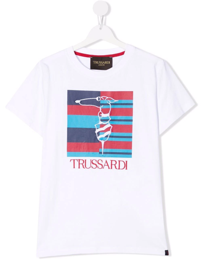 Trussardi Junior Teen Embroidered Cotton T-shirt In White