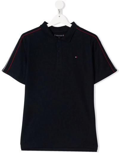 Tommy Hilfiger Junior Teen Embroidered-logo Short-sleeved Polo Shirt In Blue