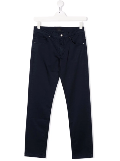 Fay Teen Five-pocket Cotton Chinos In Blue