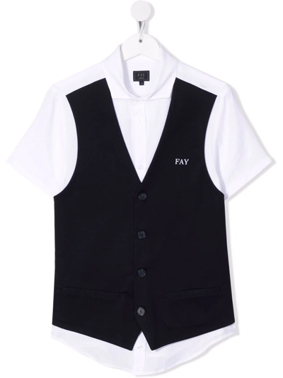 Fay Teen Waistcoat-detail Shirt In White