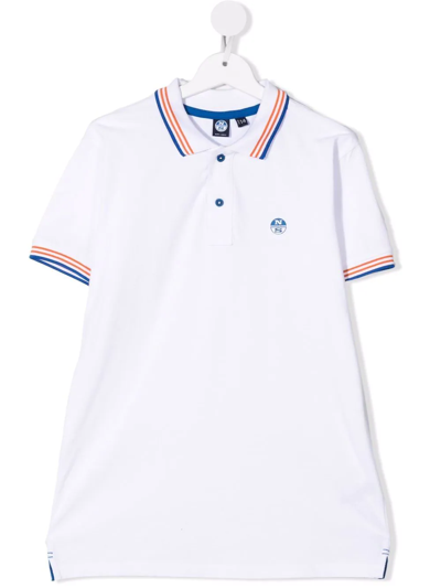 North Sails Teen Stripe-trimmed Polo Shirt In White