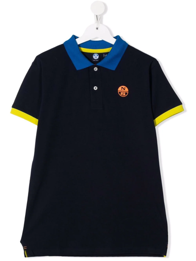 North Sails Teen Colour-block Polo Shirt In Blue