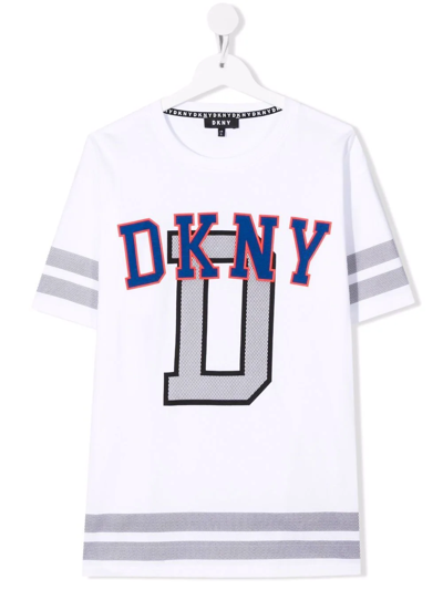 Dkny Teen Logo-print Short-sleeved T-shirt In Bianco