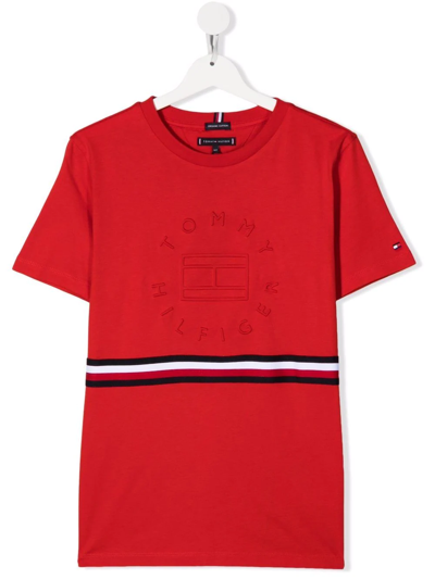 Tommy Hilfiger Junior Teen Stripe-print Cotton T-shirt In Red