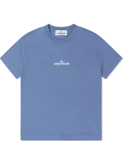 Stone Island Junior Kids' Graphic Print Logo T-shirt In Blue