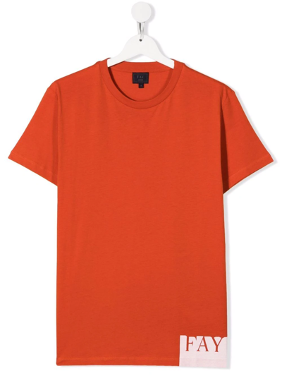 Fay Teen Logo-print T-shirt In Orange