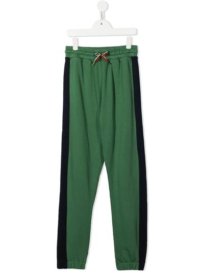 Paul Smith Junior Kids' Side-stripe Drawstring Trousers In Green