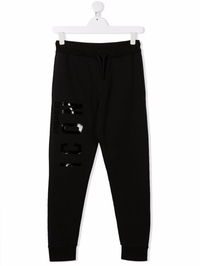 Dsquared2 Teen Icon Logo-print Track Trousers In Black
