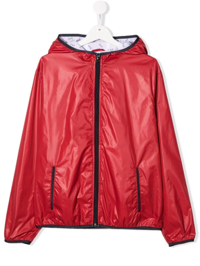 Fay Kids' Contrasting-trim Detail Jacket In Red