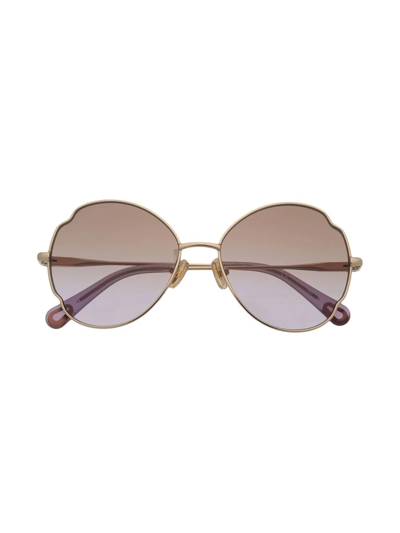 Chloé Kids' Round-frame Sunglasses In Gold
