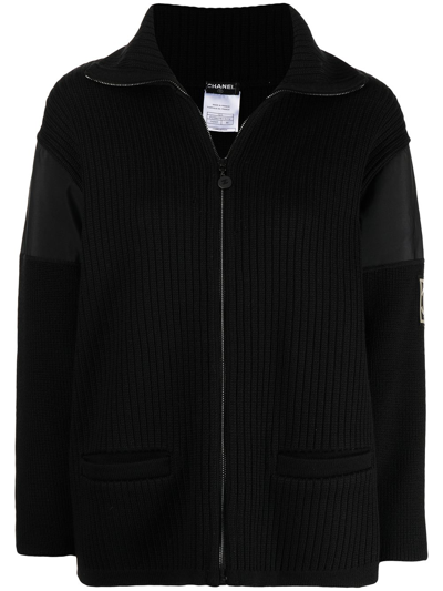 Pre-owned Chanel 2002 Cc Sports Line Zip-up Jacket In Black