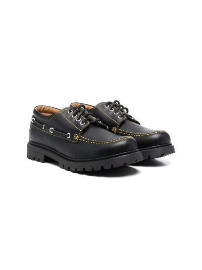Dsquared2 Teen Lace-up Leather Moccasins In Black