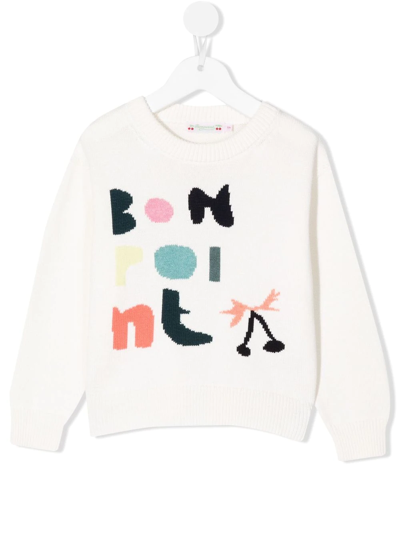Bonpoint Teen Logo-knit Organic Cotton Jumper In White
