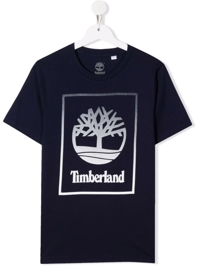 Timberland Kids' Tee Logo-print Cotton T-shirt In Blue