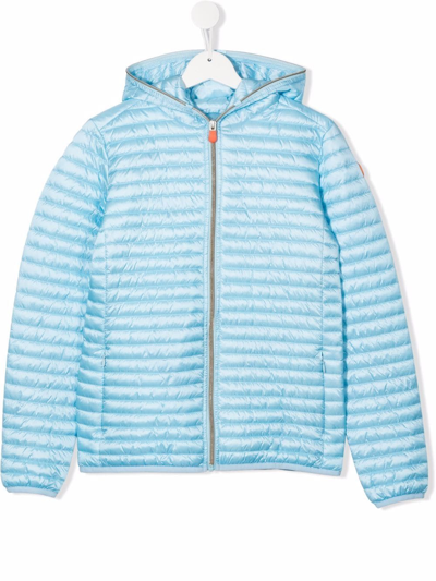 Save The Duck Teen Zip-up Padded Jacket In Blue