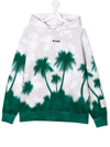 Msgm Palm Tree-print Hooded Sweatshirt In Neutrals
