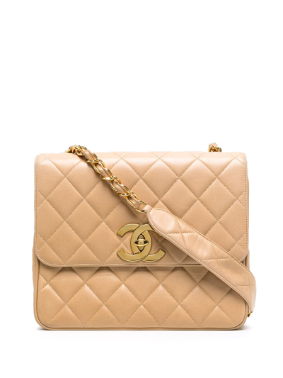 Pre-owned Chanel 1995 Classic Flap Shoulder Bag In Skin Tones