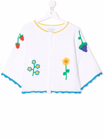 Stella Mccartney Teen Floral-appliqué Cardigan In White