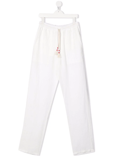 Mc2 Saint Barth Teen Straight-leg Linen Trousers In White