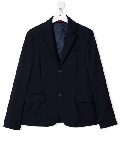 Fay Teen Single-breasted Wool Blazer In Blue