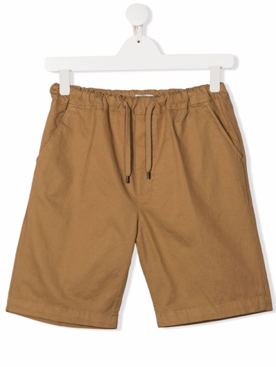 Paolo Pecora Teen Drawstring-waist Cotton Shorts In Straw