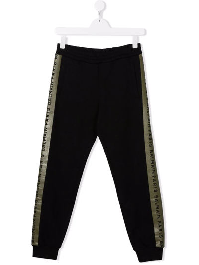 Balmain Teen Logo-trimmed Joggers In Black