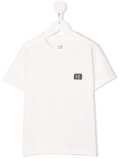 C.p. Company Teen Logo-patch Cotton T-shirt In White