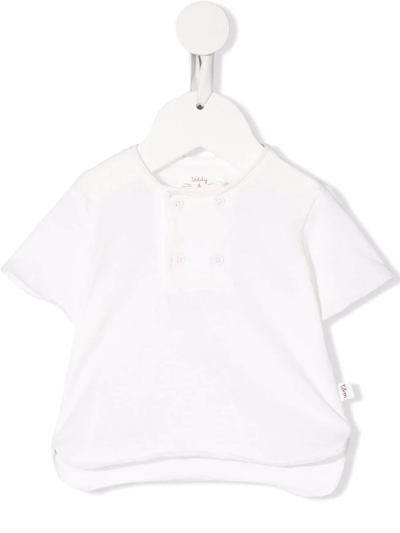 Teddy & Minou Babies' Cotton Button-fastening T-shirt In Latte