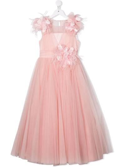 Marchesa Couture Kids' Ceremony Floral-detail Maxi Dress In Pink