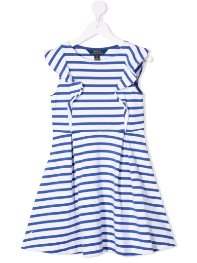 Ralph Lauren Kids' Striped Sleeveless Dress In Blue