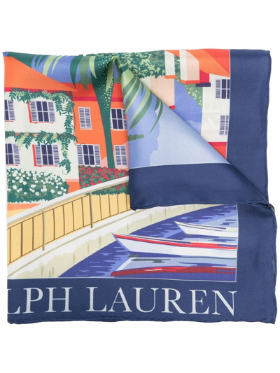 Lauren Ralph Lauren Graphic-print Silk Scarf In Blue