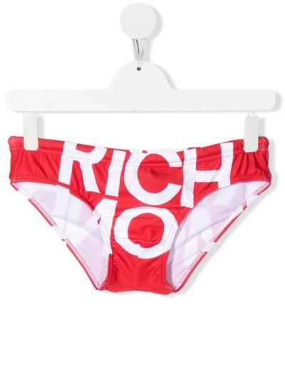 John Richmond Junior Teen Logo-print Swimming Trunks In Red