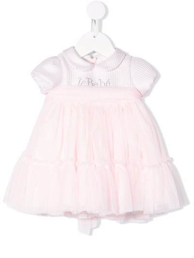 Le Bebé Enfant Babies' Gem-logo Tulle Dress In Pink