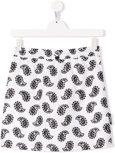 Msgm Teen Paisley-print Skirt In White